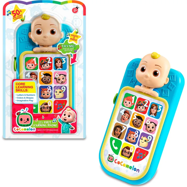 CoComelon - JJ's My First Phone, Spielzeug mit Sounds und Musik, Kinderspiel-Set, Zahlen, Farben, Formen und mehr für Kleinkinder im Vorschulalter, berühmt (CCM06102) Mehrfarbig