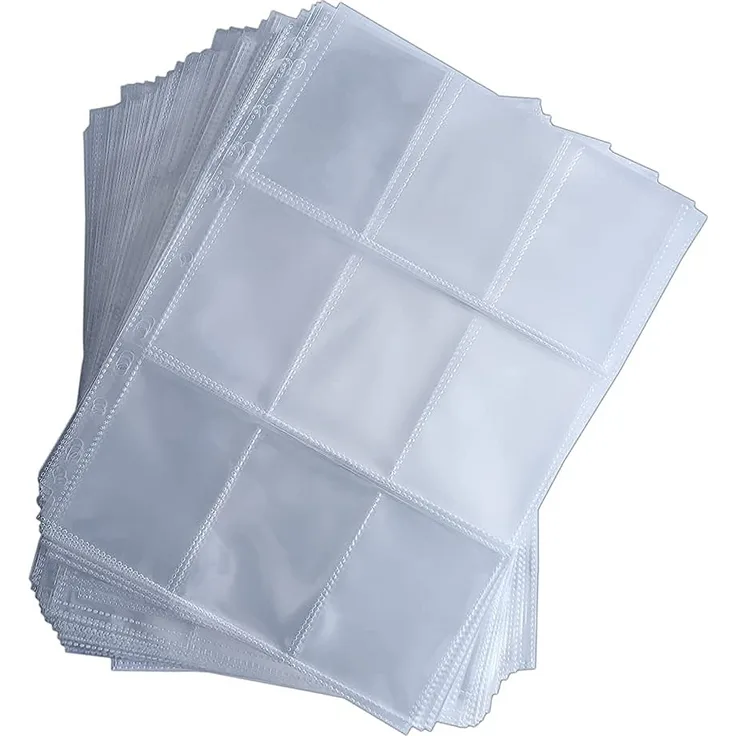 Arkero-G® 100x 9-Pocket Pages - speziell für YuGiOh Karten in japanischer Größe - transparente Premium 9er Seiten Platz für 900 schmale Sammelkarten