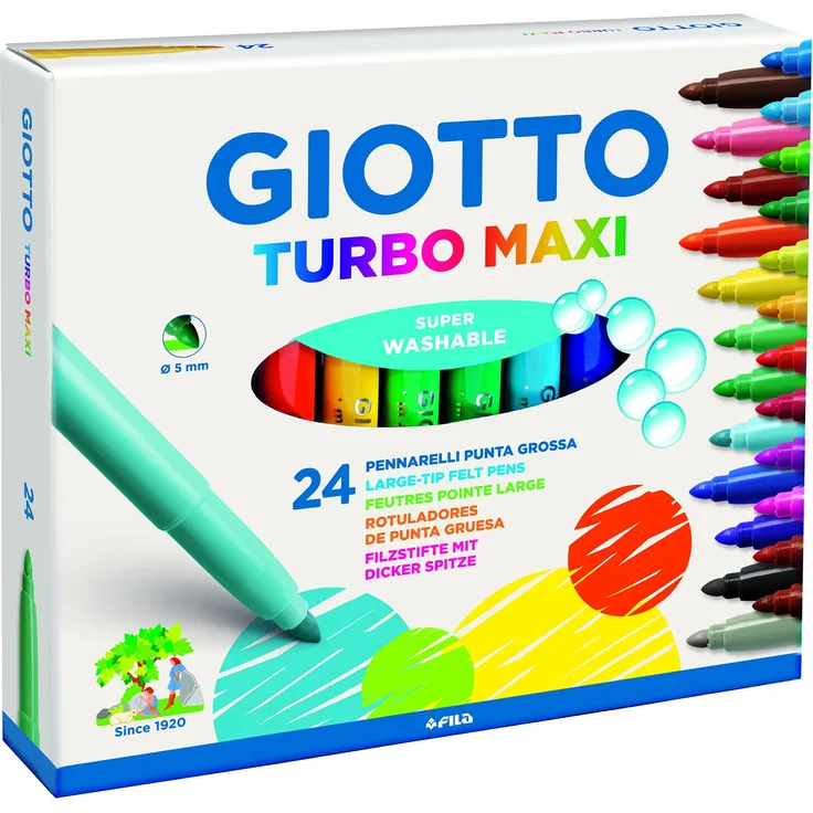 Giotto 4550 00 Turbo Maxi Faserschreiber Kartonetui 24 sortierte Farben