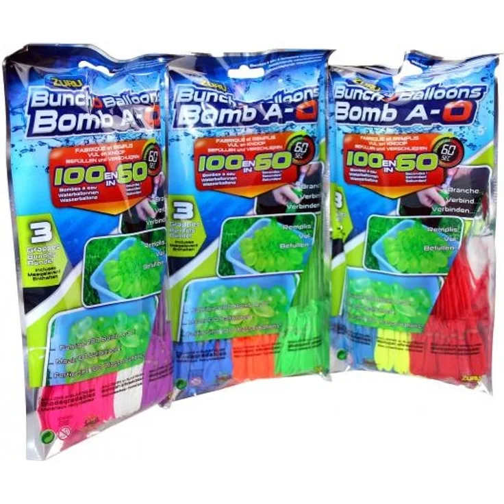 Zuru Bunch O Balloons 3 Packungen je 105 Wasserbomben Set - 9x35