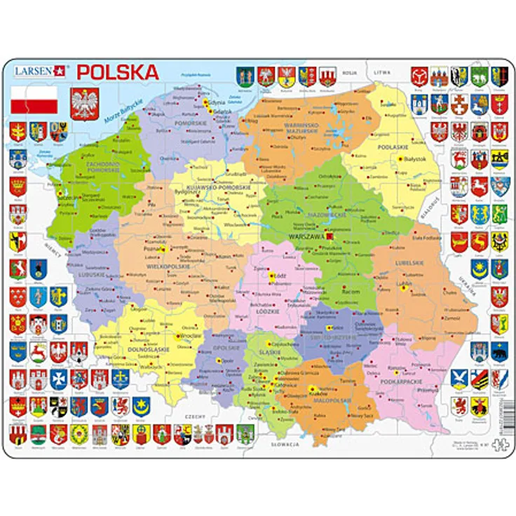 Larsen Puzzle Lernkarte - Polen (politisch)