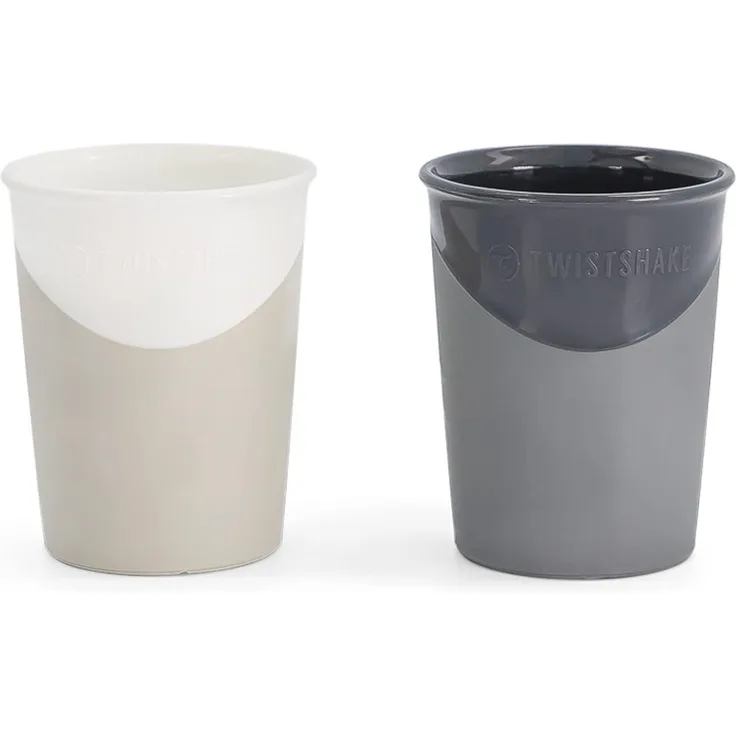 Twistshake 2 Stück Bruchsichere Tasse für Baby und Kinder 170ml, Trinklernbecher, Trainingsbecher, BPA-frei, Ab 6 Monate, Schwarz/Weiß