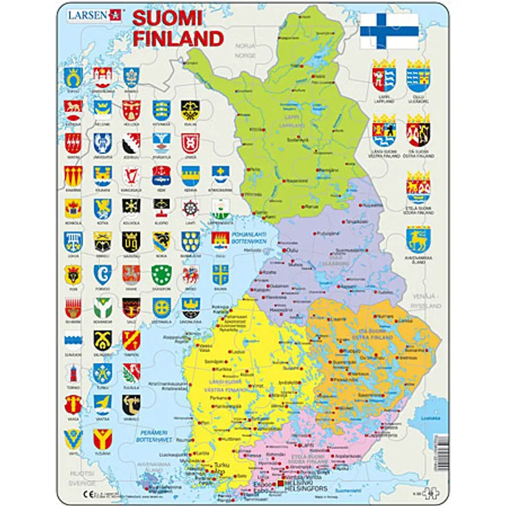 Larsen Puzzle Lernkarte - Finnland (politisch)