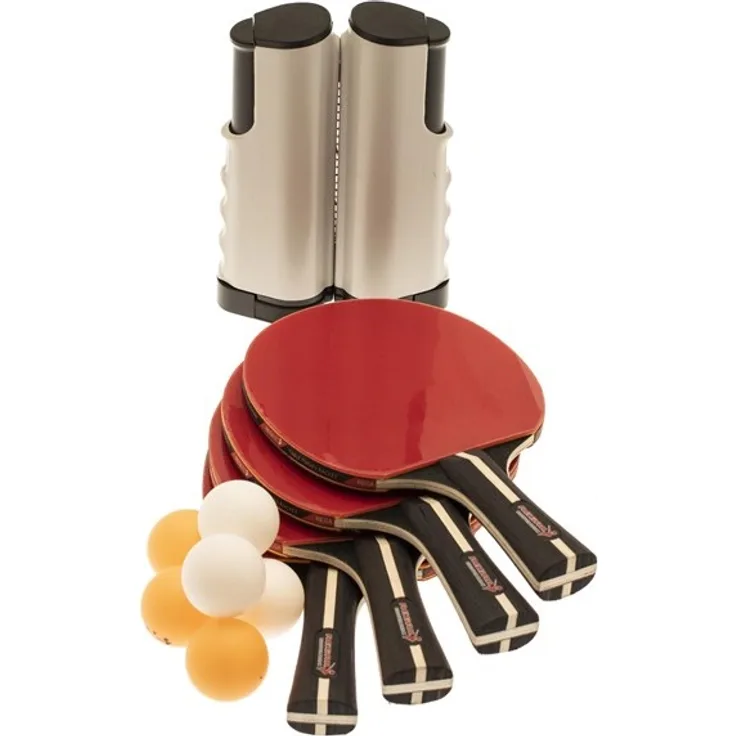 Nordic Games Table tennis set with adjustable net 4 rackets and 6 balls