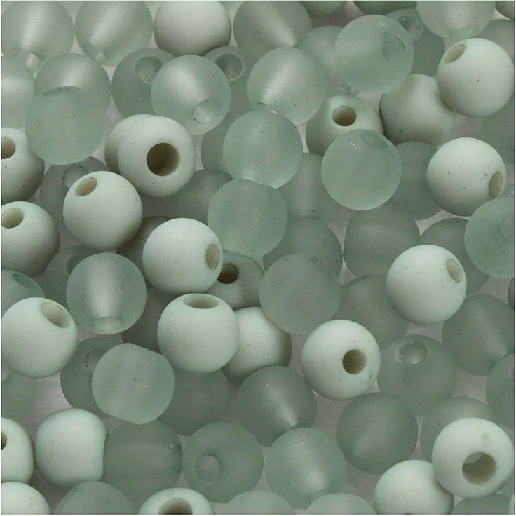 Kunststoffperlen, D: 6 mm, Lochgröße 2 mm, Hellgrün, 40g, ca. 150 Stück