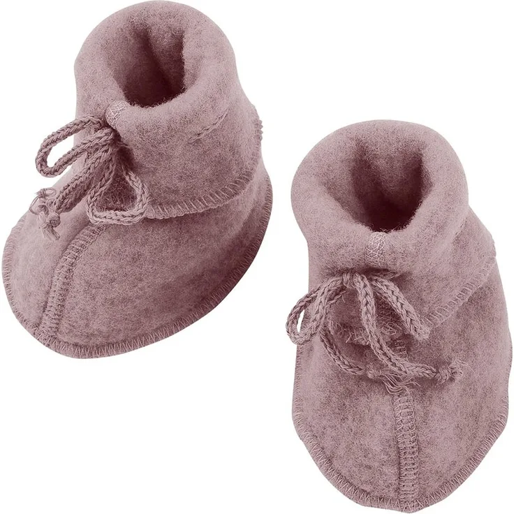 Engel Baby-Schühchen/Walk-Schuhe/Woll-Fleece-Schuhe mit Bändel- rosenholz melange - 1
