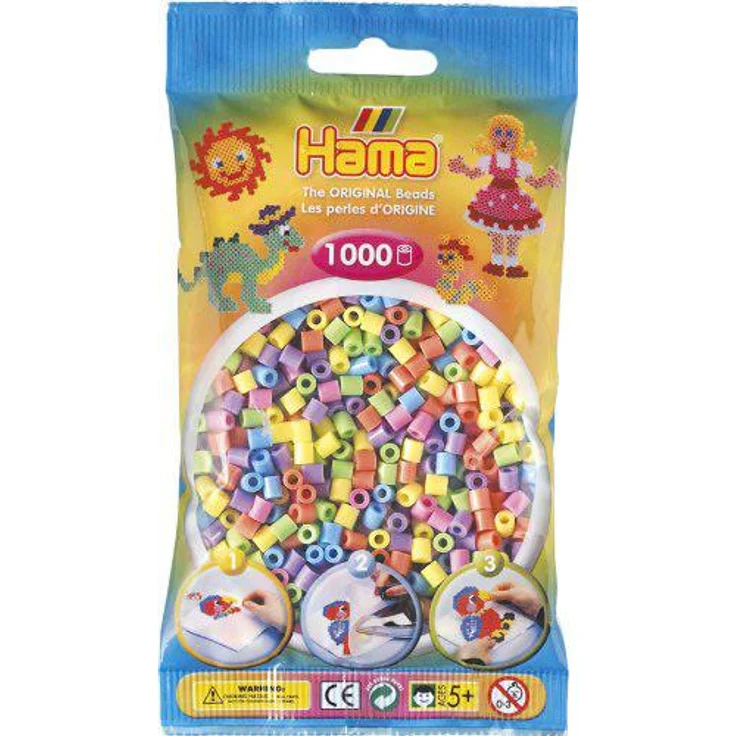 Hama Perlen Pastell Farben gemischt Beutel 1000er