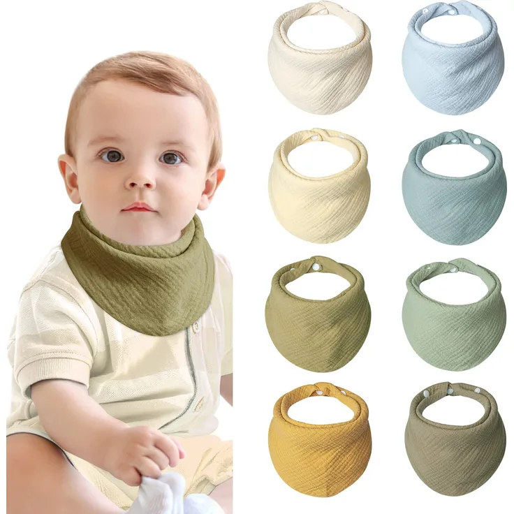 Lulu moon Lätzchen Baby Absorbierende Dreieckstuch , Musselin Halstuch Baby mit Verstellbares Druckknopf, Weiche Sabberlätzchen für Junge und Mädchen, Unisex, 8 Stück (Wald) - Preisvergleich