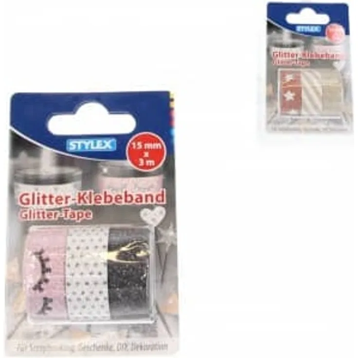 Deko-Klebeband - Washi-Tape - Glitter - 3 Rollen à 3m