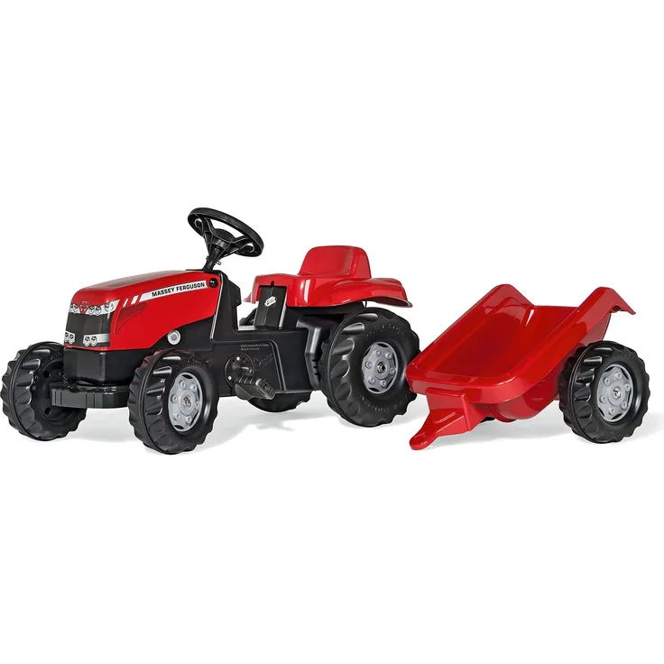 rolly toys | rollyKid Massey Ferguson | Kids Pedal Tractor with Loader and Trailer | 012305, Rot / Schwarz