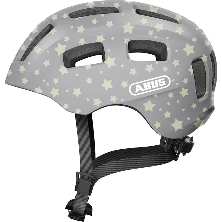 Abus 'Youn-I 2.0' Kinderfahrradhelm grey star matt/shiny, Kopfumfang 48-54 cm, mit integriertem LED-Rücklicht – Bild 1