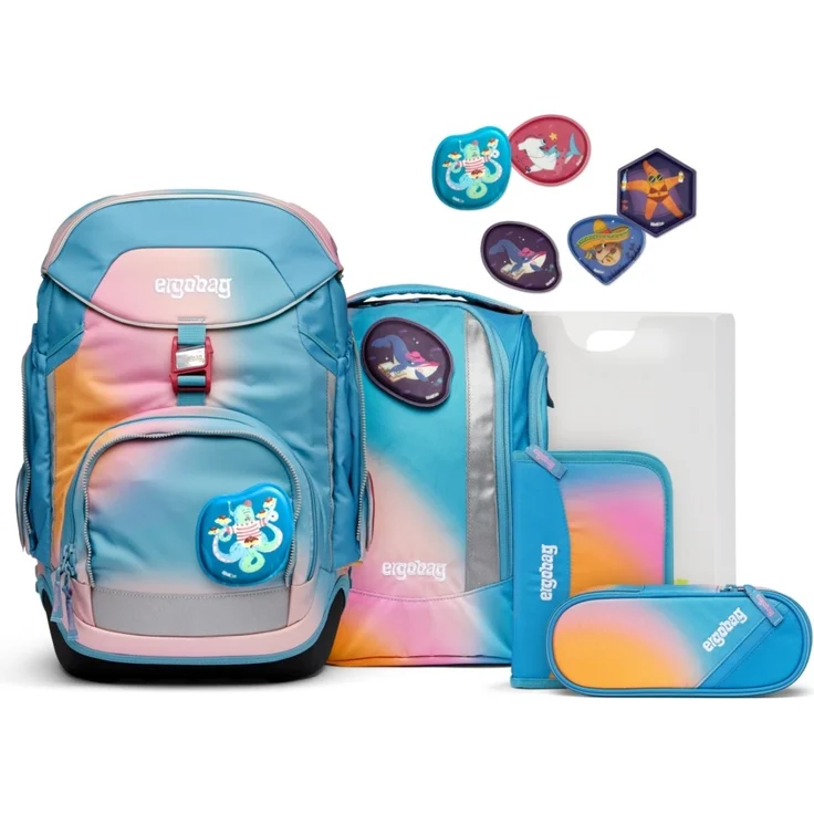 Ergobag Pack 'UrlaubsfieBär' Schulranzen-Set, 20 Liter, 6-teiliges Set, 2023, orange/pink/türkis – Bild 1