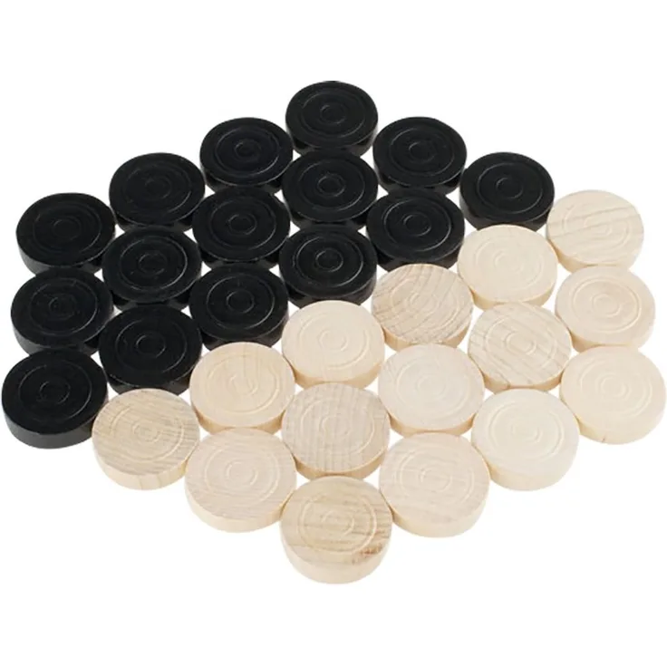 GICO Dame und Mühle Spielsteine 31/8 mm, Holz, 15 Natur, 15 schwarz - 2800