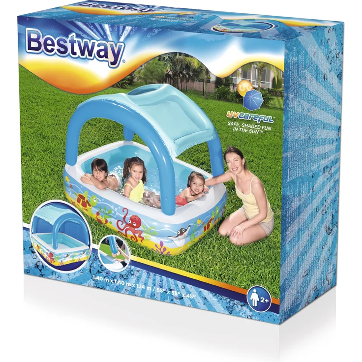 Bestway Spielbecken mit Vordach Blau 140 x 140 x 114 cm 52192 – Bild 23