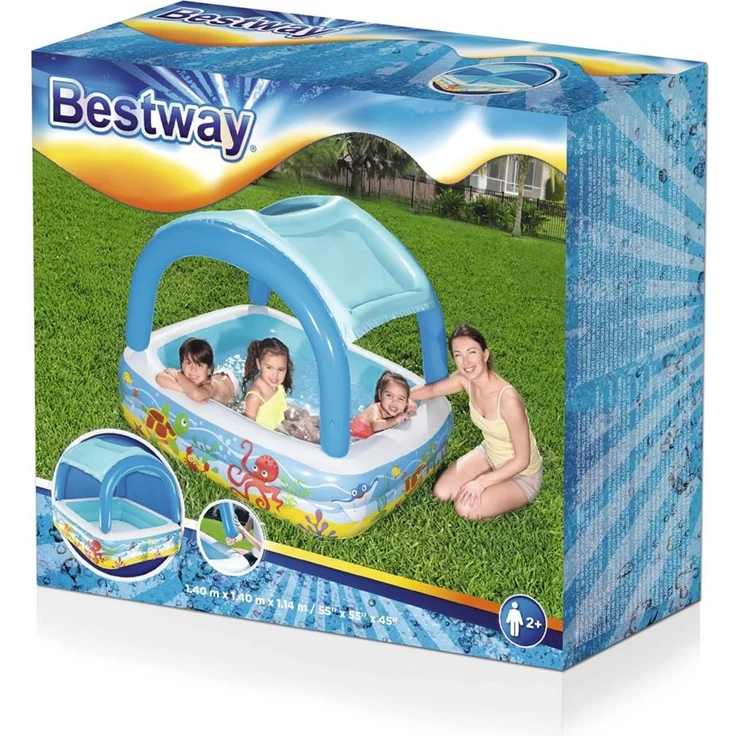 Bestway Spielbecken mit Vordach Blau 140 x 140 x 114 cm 52192 – Bild 31