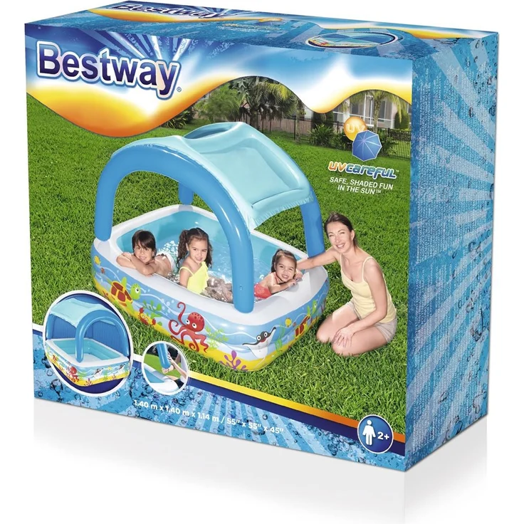 Bestway Spielbecken mit Vordach Blau 140 x 140 x 114 cm 52192 – Bild 13