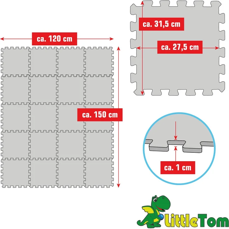 20 Teile Baby Kinder Puzzlematte ab Null - 30x30 Puzzle Spielmatte Krabbelmatte – Bild 6