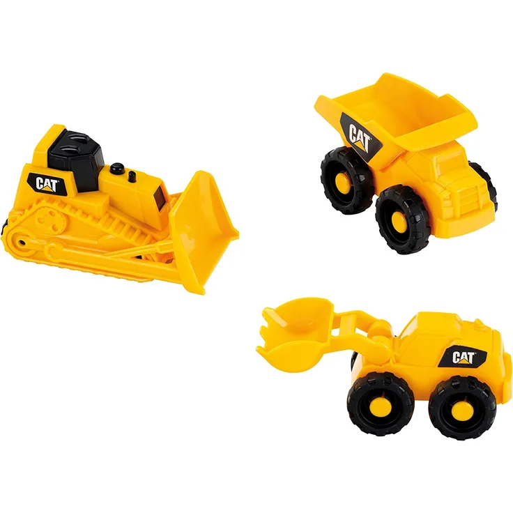 Theo Klein 3236 Baustellenfahrzeuge 3 TLG CAT Baustellen-Fahrzeuge-Set für den Sandkasten, gelb