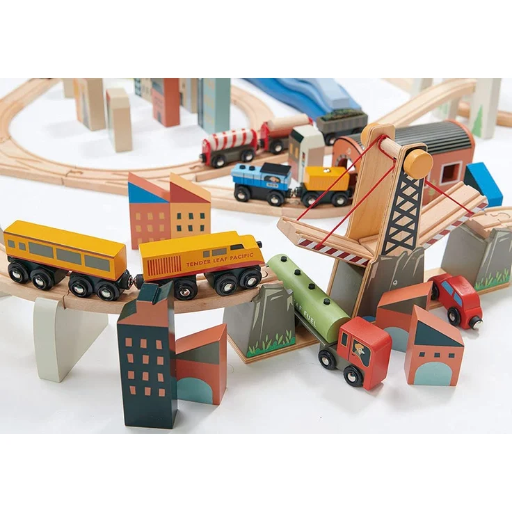 Holzeisenbahn Set Groß | Tender Leaf Toys - Preisvergleich – Bild 6