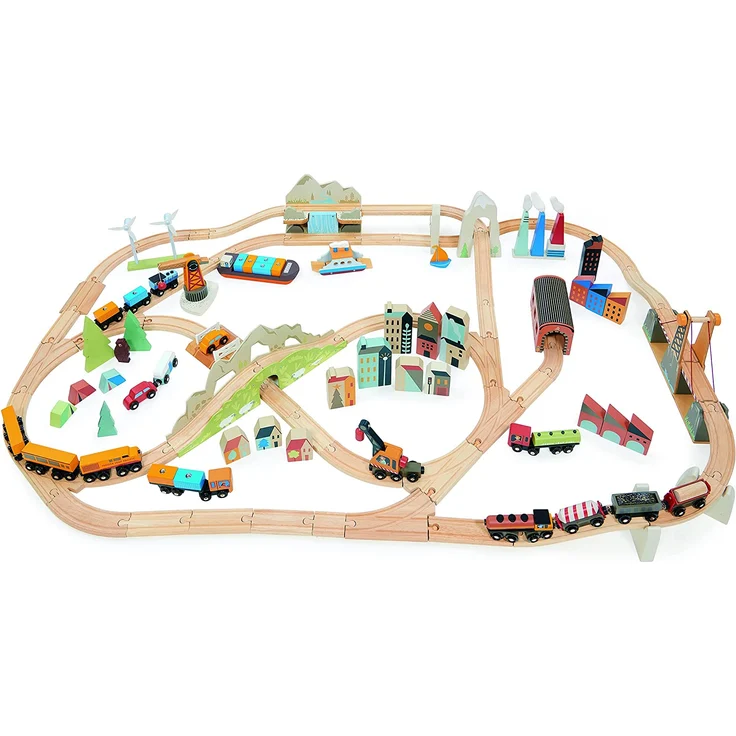 Holzeisenbahn Set Groß | Tender Leaf Toys - Preisvergleich – Bild 1
