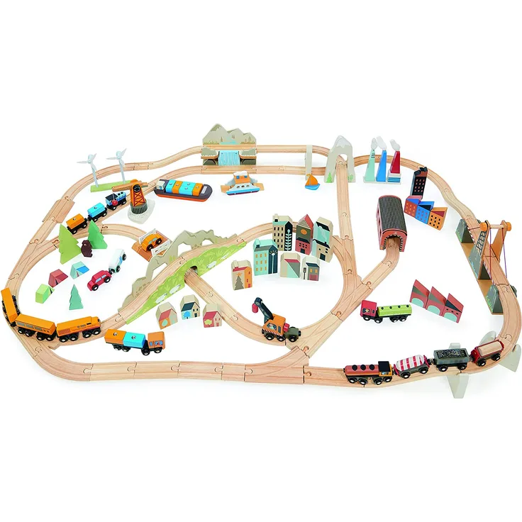 Holzeisenbahn Set Groß | Tender Leaf Toys - Preisvergleich