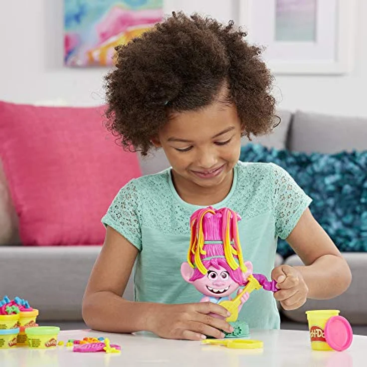 Play-Doh Trolls World Tour Frisierspaß Poppy, Styling-Spielzeug für Kinder ab 3 Jahren mit 6 Farben – Bild 3