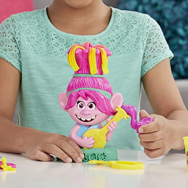 Play-Doh Trolls World Tour Frisierspaß Poppy, Styling-Spielzeug für Kinder ab 3 Jahren mit 6 Farben – Bild 4