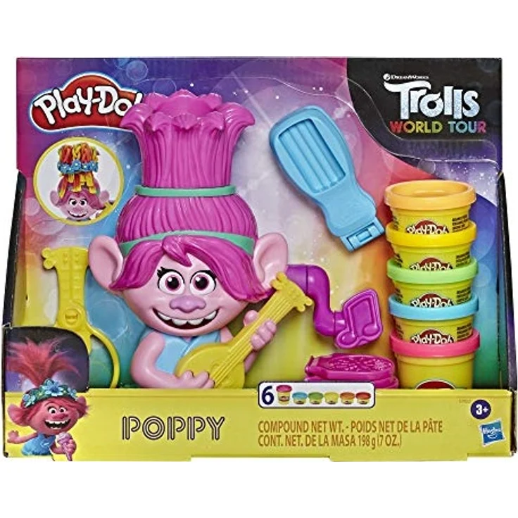 Play-Doh Trolls World Tour Frisierspaß Poppy, Styling-Spielzeug für Kinder ab 3 Jahren mit 6 Farben – Bild 1