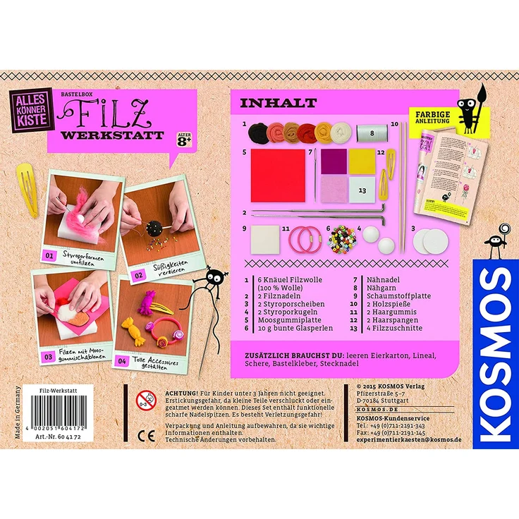 KOSMOS AllesKönnerKiste Filz-Werkstatt für Anfänger – DIY-Bastelset für kreative Mädchen und Jungen ab 8 Jahren – das ideale Geschenk für den Kindergeburtstag – Bild 2