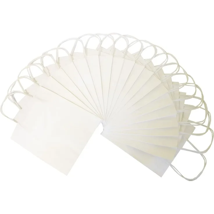 folia 21800 - Papiertüten aus Kraftpapier, Geschenktüten, 20 Stück, 18 x 8 x 21 cm, weiß - zum Basteln, Verzieren und Verschenken