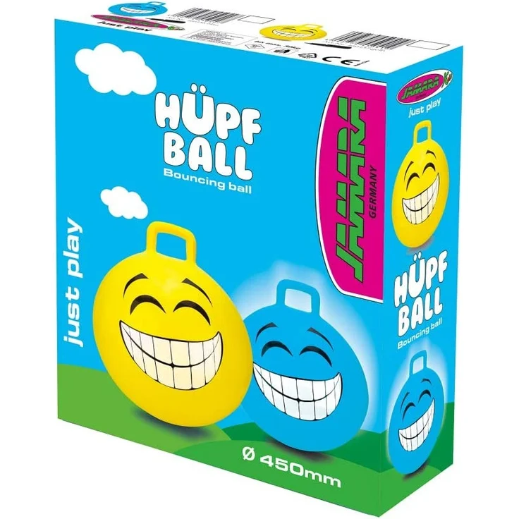 Jamara Hüpfball Smile gelb 450mm - bis 50 kg, fördert den Gleichgewichtssinn – Bild 3