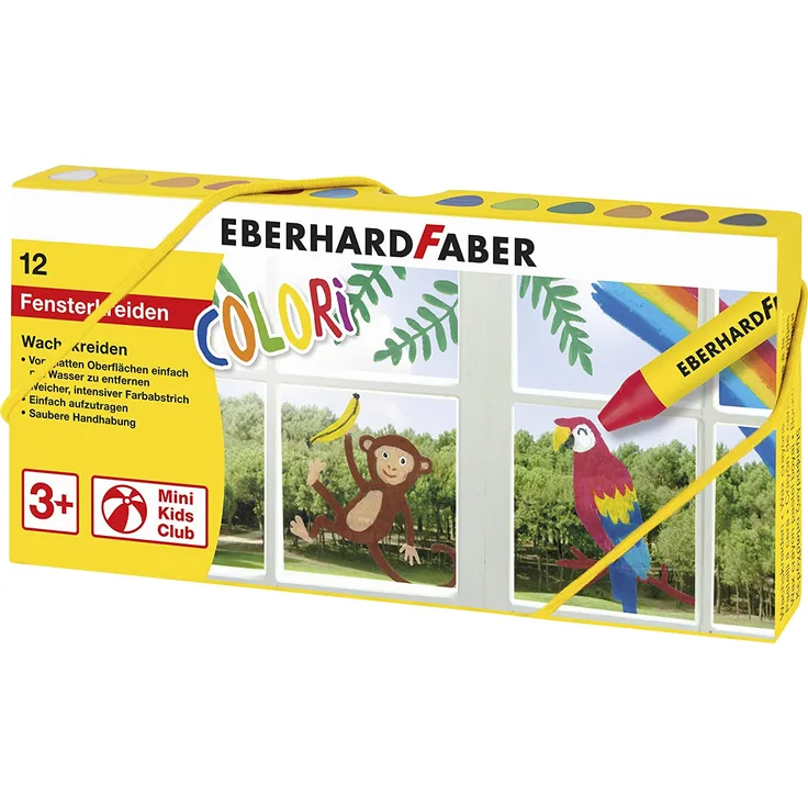 Eberhard Faber Colori Fensterkreiden, Kartonetui mit 12 Farben
