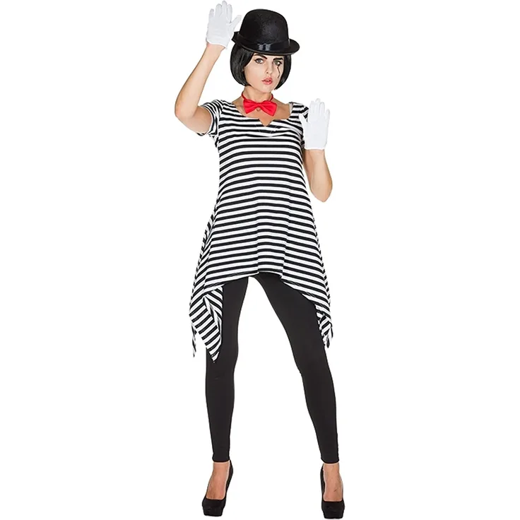 PxP 13341- Ringel Tunika schwarz-weiß gestreift geringelt - Karneval Shirt