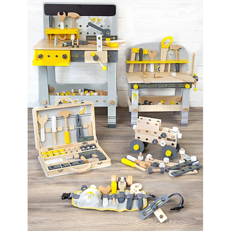 werkbank mit Werkzeugen 52 cm Holz gelb/grau – Bild 10