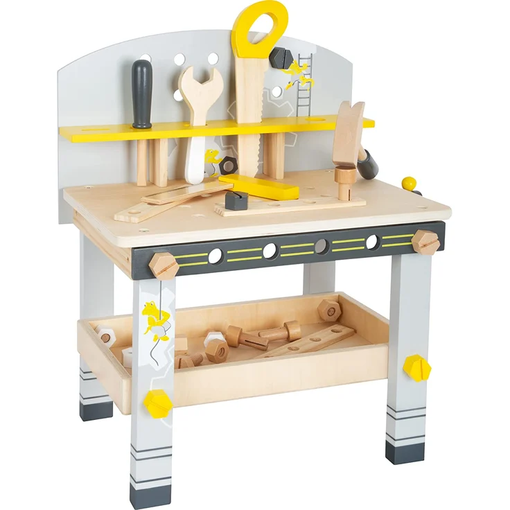 werkbank mit Werkzeugen 52 cm Holz gelb/grau – Bild 2