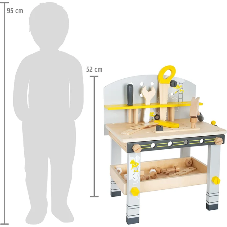 werkbank mit Werkzeugen 52 cm Holz gelb/grau – Bild 12