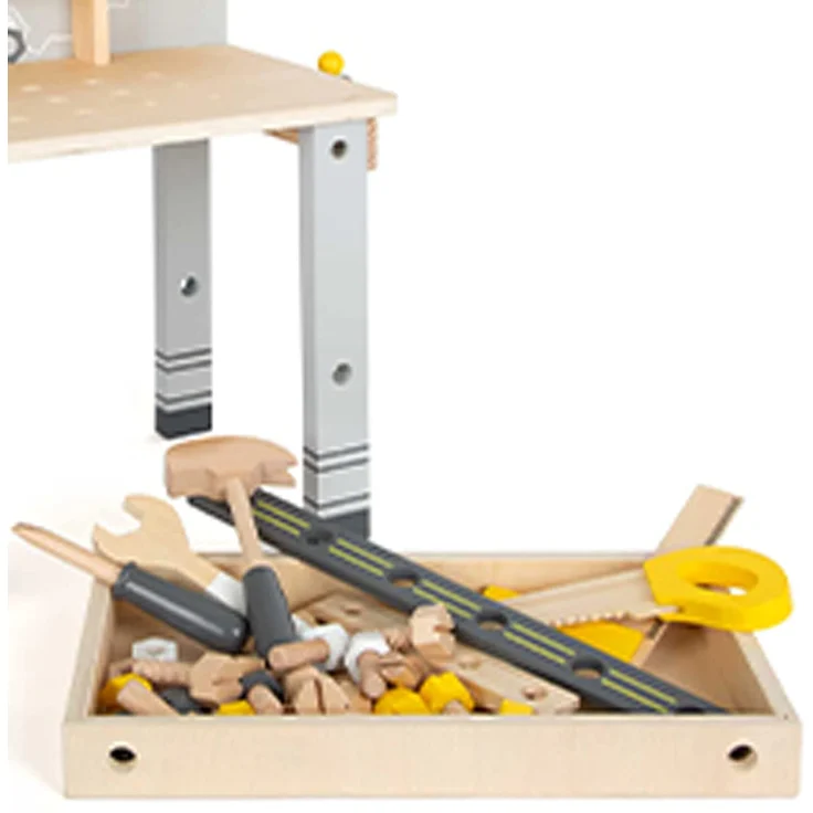 werkbank mit Werkzeugen 52 cm Holz gelb/grau – Bild 8