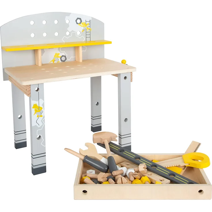 werkbank mit Werkzeugen 52 cm Holz gelb/grau – Bild 3