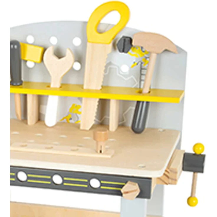 werkbank mit Werkzeugen 52 cm Holz gelb/grau – Bild 5