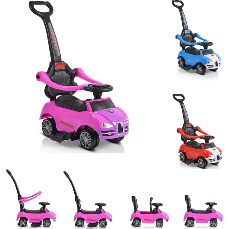 Moni Rutschauto 2 in 1 Rider 208, Rutscher mit Griff, Lehne, Bügel, Fußstütze pink