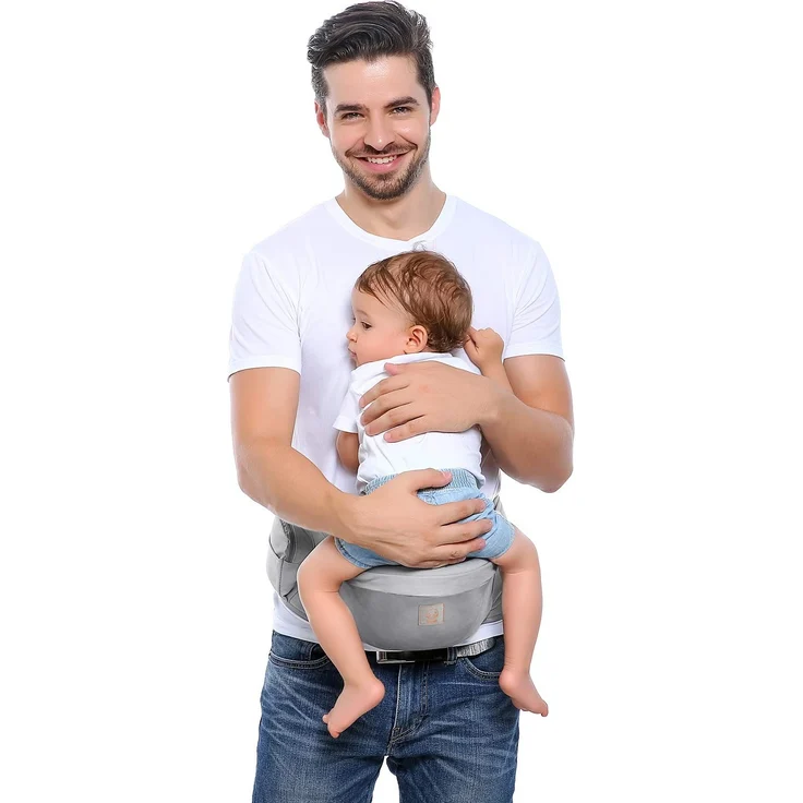 GAGAKU Baby Hüftsitz Leichte Taille Hocker 4 Tragepositionen für Kinder 0-36 Monate Neugeborenes - Grau – Bild 7