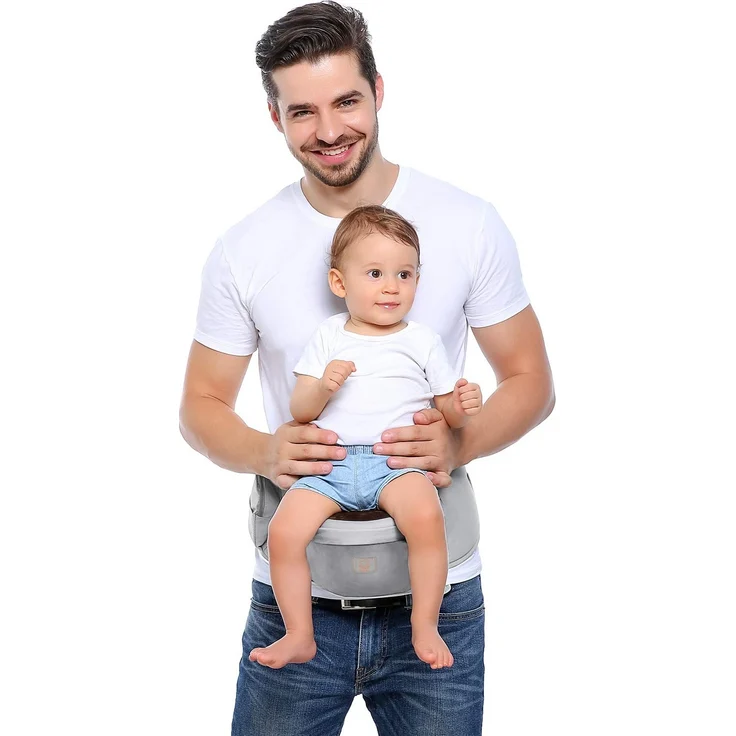 GAGAKU Baby Hüftsitz Leichte Taille Hocker 4 Tragepositionen für Kinder 0-36 Monate Neugeborenes - Grau – Bild 6