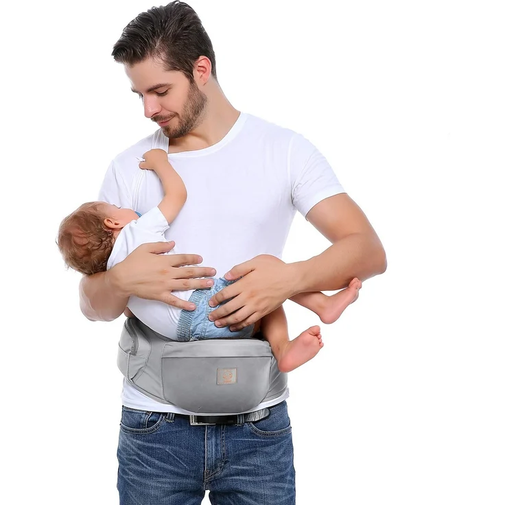 GAGAKU Baby Hüftsitz Leichte Taille Hocker 4 Tragepositionen für Kinder 0-36 Monate Neugeborenes - Grau – Bild 5