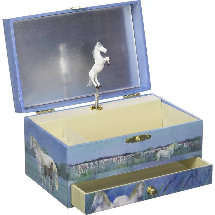 Phosphoreszierende Schmuck Spieldose Pferd "Camargue"© - Leuchtet in der Nacht