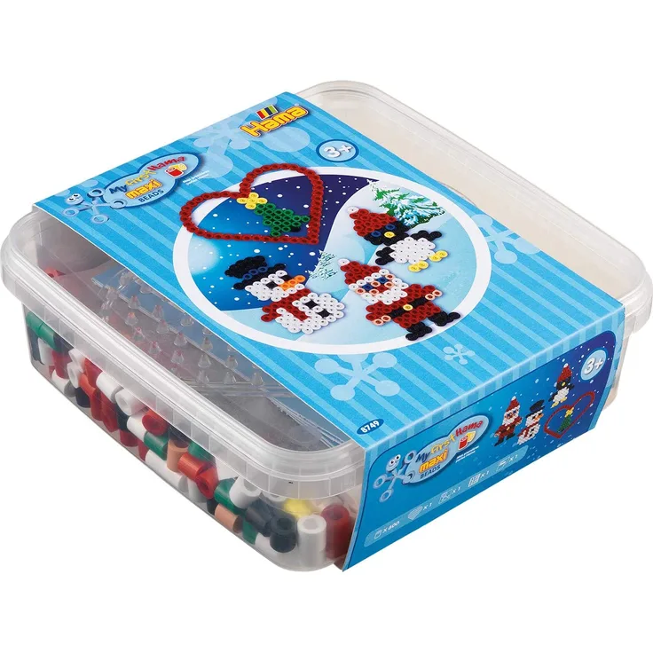 Hama maxi jul 600 perler + plade 8206 i bøtte