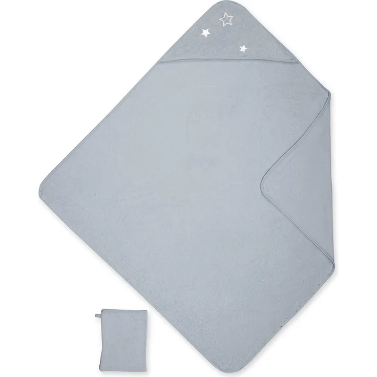 Bemini by Baby Boum 370STARY92TU Kapuzenbadetuch Terry Stary Grizou, 90 x 90 cm, grau