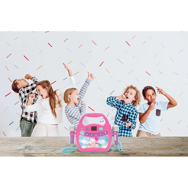 LEXIBOOK Einhorn - Mein erster digitaler Karaoke Player mit zwei Mikrofonen, LED Lichteffekten, Bluetooth und Akku - Preisvergleich – Bild 8