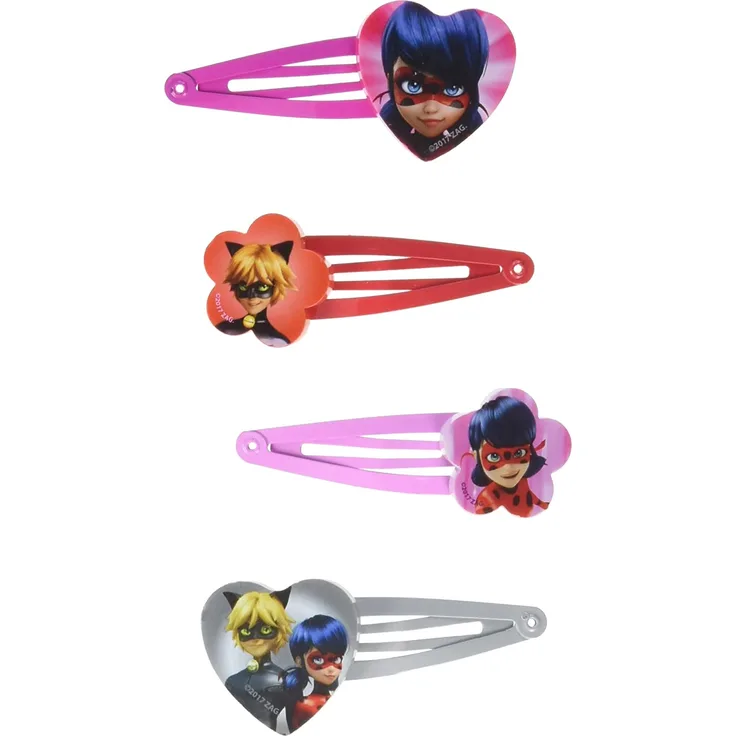Joy Toy 65981 Figuren & Charactere Miraculous Haarspangen - 4 Motive - auf backercard 5x1x15 cm, girls