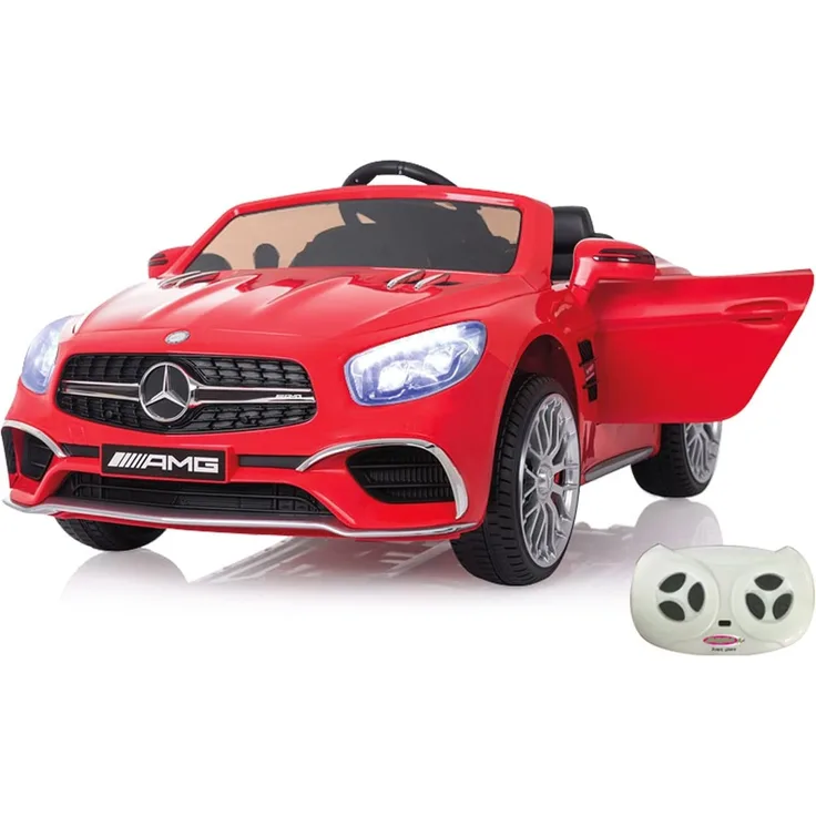 Jamara 460294 Ride-on Mercedes SL65 rot 12V-Softanlauf, 2-Gang, Stoßdämpfer, SD-Slot, AUX-und USB-Anschluss, LED, Hupe, bis zu 90 Min. Fahrzeit, Ultra-Gripp Gummiring