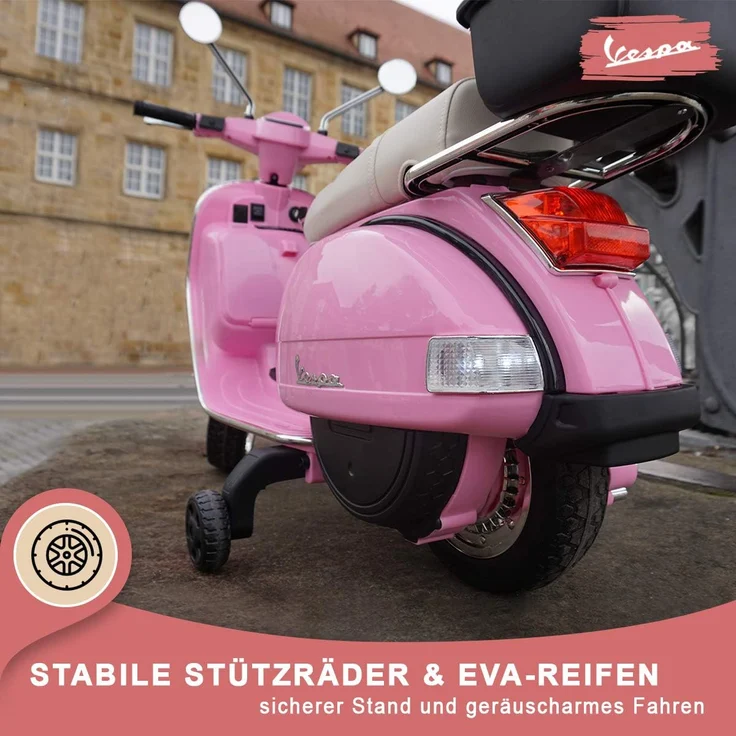 Kinder-Elektroroller Vespa lizenziert Kinderroller elektrisch Elektroauto 12 V (Pink) – Bild 7